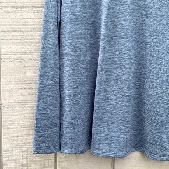 UNDER Armour Heat Gear Long Sleeve 1/4 Zip Tech Shirt - Heathered Slate Blue - Picture 14 of 16